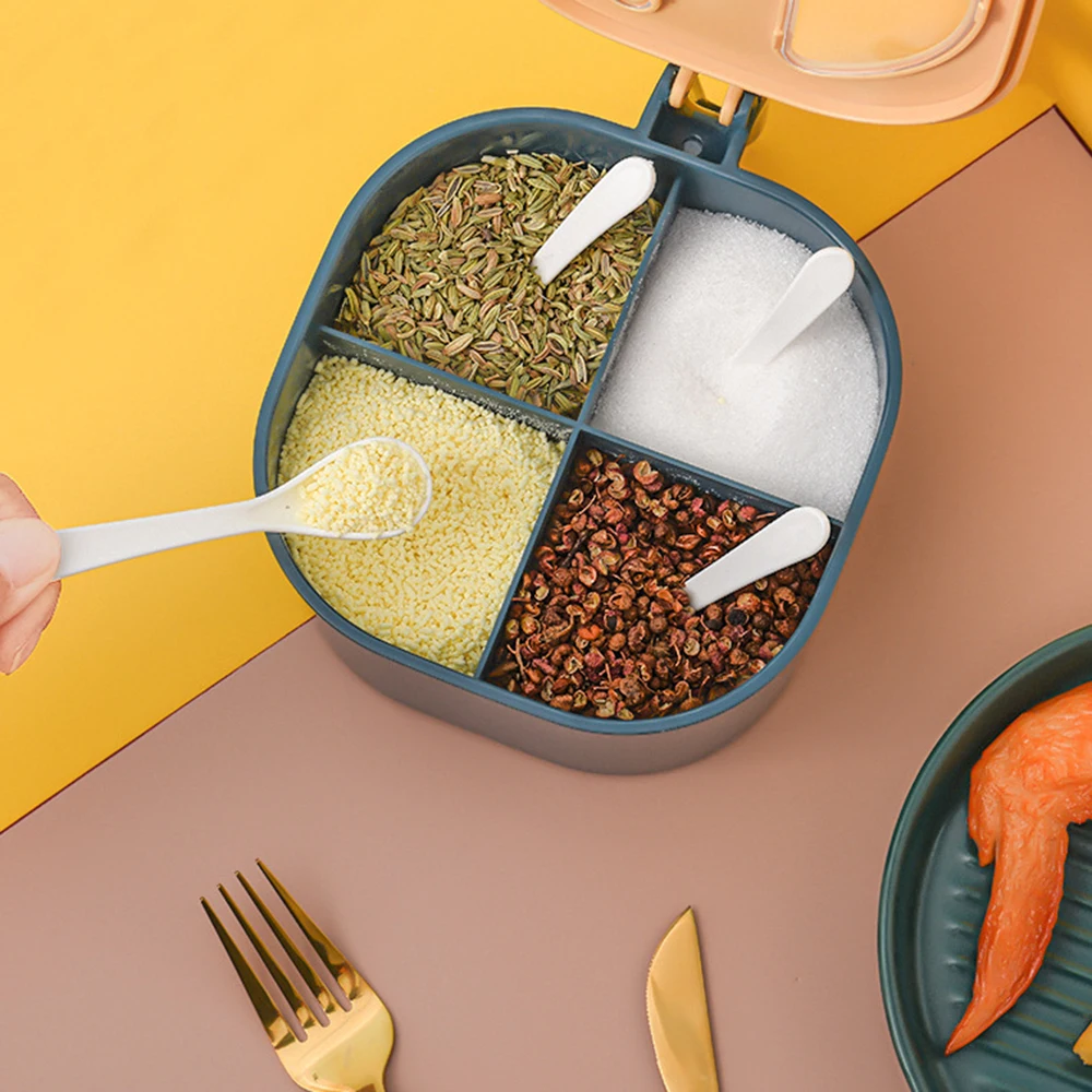 Пластиковый шейкер 4 в 1 для соли и перца, прозрачная конфета с 4 отделениями, банка для приправ, кухонные контейнеры для специй с крышками
Пластиковый шейкер 4 в 1 для соли и перца, прозрачная конфета с 4 отделениями, банка для приправ, кухонные контейнеры для специй с крышками