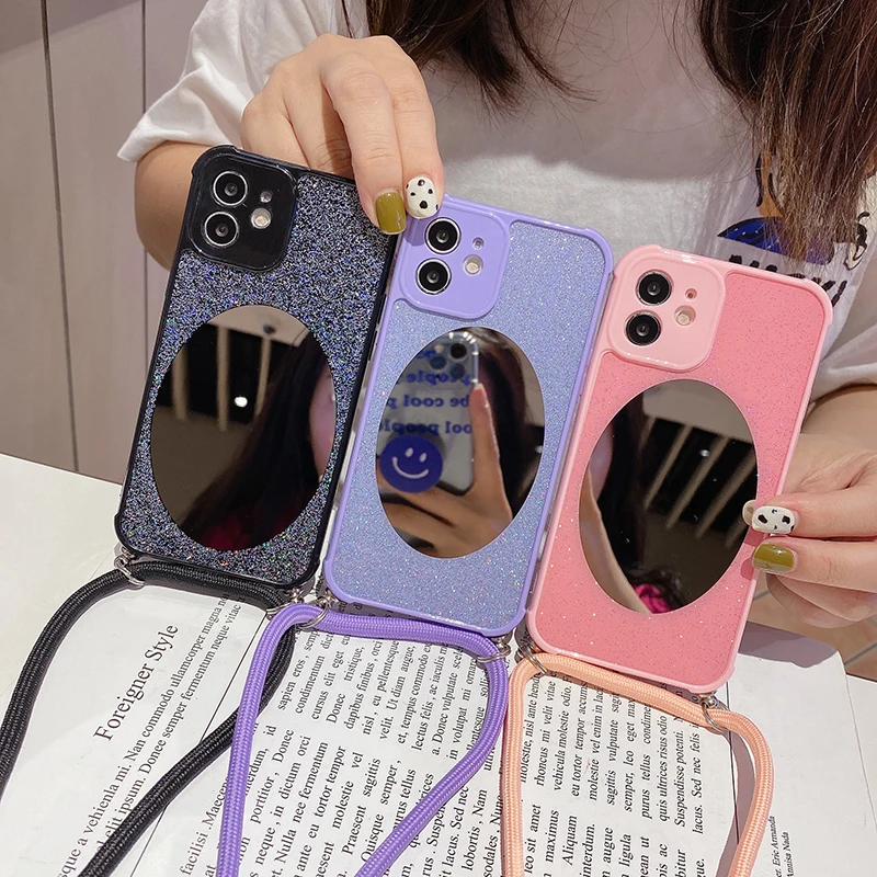 Luxury Mirror Bling Glitter Strap Silicone Phone Case For iPhone 12 11 Pro XS Max XR X 8 7 Plus Ultra-thin Necklace Rope Cover
Luxury Mirror Bling Glitter Strap Silicone Phone Case For iPhone 12 11 Pro XS Max XR X 8 7 Plus Ultra-thin Necklace Rope Cover