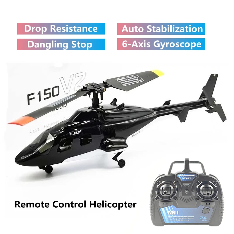 

3D Aerobatics Mini RC Helicopter 200M Range Six-Axis Gyroscope Practice Single Blade Flybarless LED Tail RC Plane Children's Toy