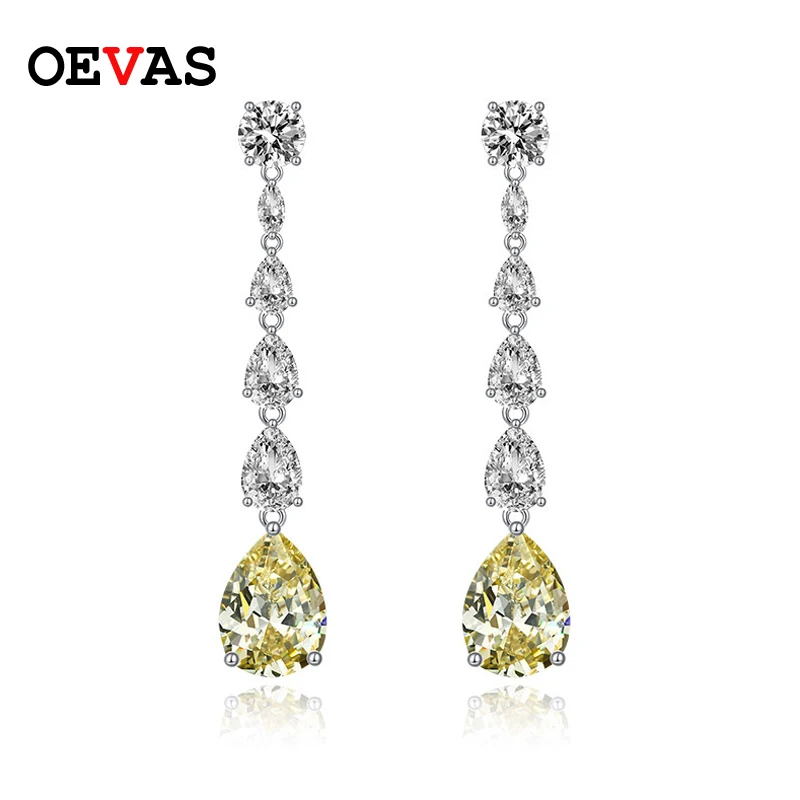 OEVAS Charms 9*13MM Water Drop Citrine Created Moissanite Earings Fashion Jewelry 925 Sterling Silver Wedding Engagement Gift 
OEVAS Charms 9*13MM Water Drop Citrine Created Moissanite Earings Fashion Jewelry 925 Sterling Silver Wedding Engagement Gift