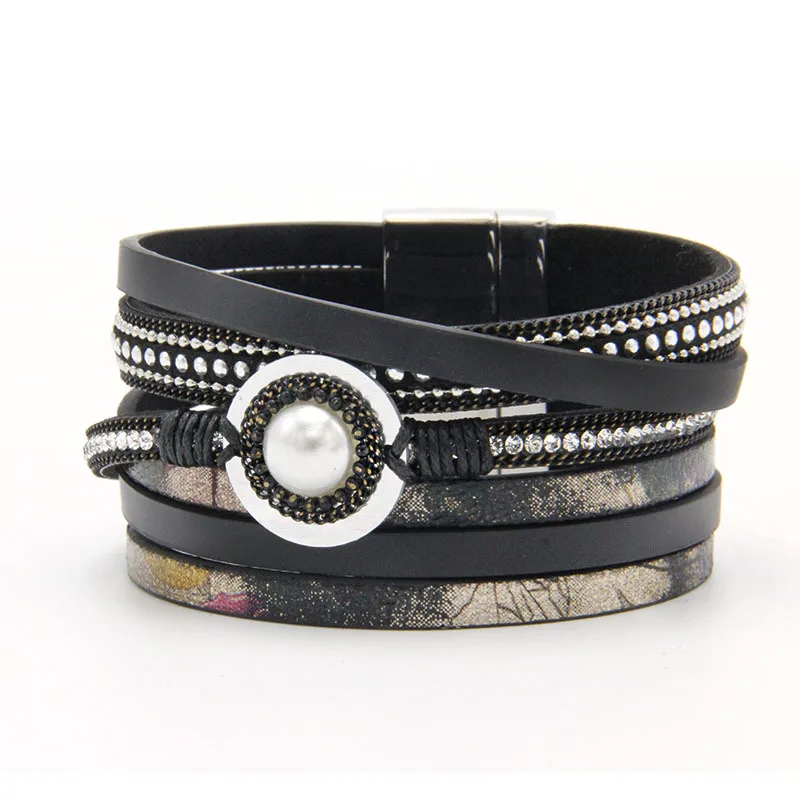 Black Multilayer Leather Bracelet For Women Bohemian Jewelry Fashion Ladies Wide Boho Multilayer Wrap Bracelets 
Black Multilayer Leather Bracelet For Women Bohemian Jewelry Fashion Ladies Wide Boho Multilayer Wrap Bracelets