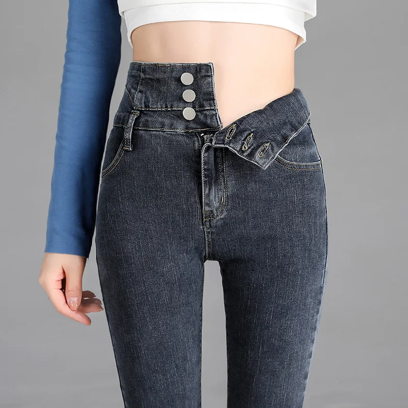 

Женские узкие джинсы с высокой посадкой, облегающие джинсы-карандаш из денима с завышенной талией, модные брендовые ковбойские брюки, весна...