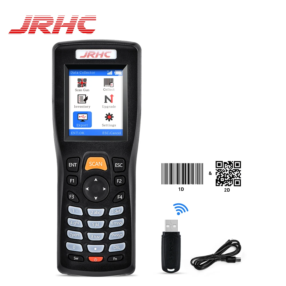 

Беспроводной сканер штрих-кодов JRHC 2D, счетчик инвентаризации 2,4 GLaser 1D, считыватель штрих-кодов, КПК портативные сканеры для библиотеки, скла...