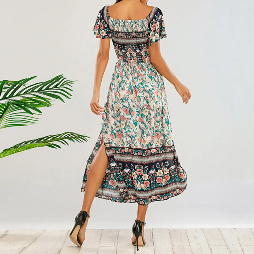 Bohemian Nationality Dress Slash Neck Retro Vacation Printing Loose Casual Elasticity Draw Back 2021 Spring Summer Summer
Bohemian Nationality Dress Slash Neck Retro Vacation Printing Loose Casual Elasticity Draw Back 2021 Spring Summer Summer