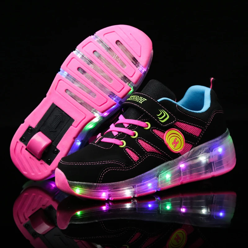 Blue Pink Fashion Girls Boys LED Light Roller Skate Shoes For Children Kids glowing Sneakers With Wheels One wheels shoese
Blue Pink Fashion Girls Boys LED Light Roller Skate Shoes For Children Kids glowing Sneakers With Wheels One wheels shoese