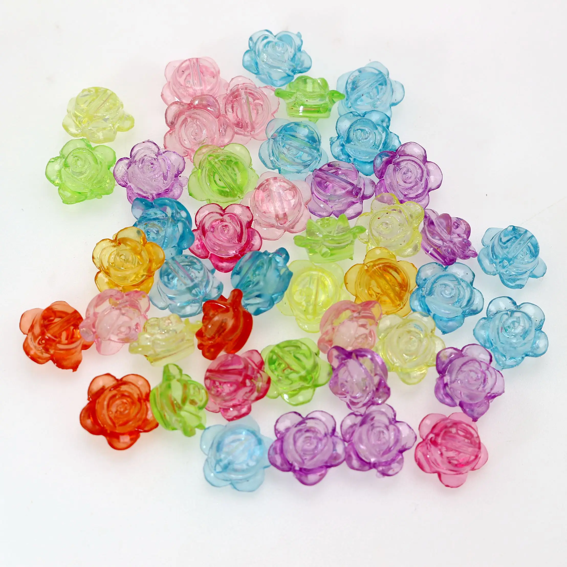100 смешанных цветов прозрачная акриловая Розовая Кнопка бусины 10 мм | Украшения