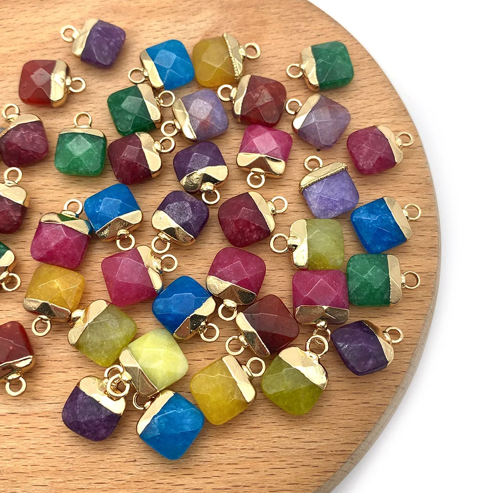5pcs/pack 8 Colors Square Section Charms Gold Color Plated Natural Semi-precious Stone DIY for Making Necklace 10x14mm Size 
5pcs/pack 8 Colors Square Section Charms Gold Color Plated Natural Semi-precious Stone DIY for Making Necklace 10x14mm Size