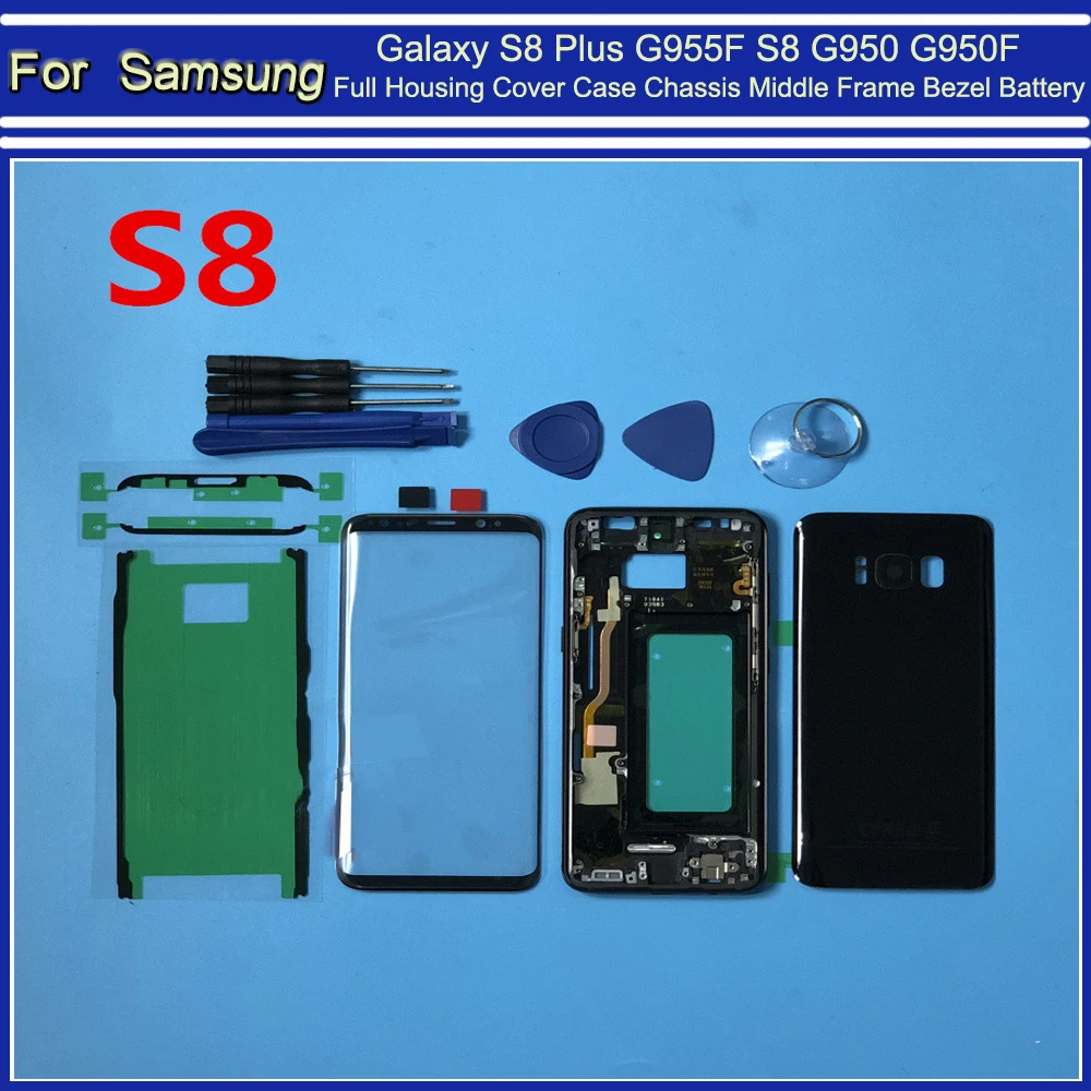 

Full Housing Cover Case Chassis Middle Frame Bezel Battery door Front Glass Lens For Samsung Galaxy S8 Plus G955F S8 G950 G950F