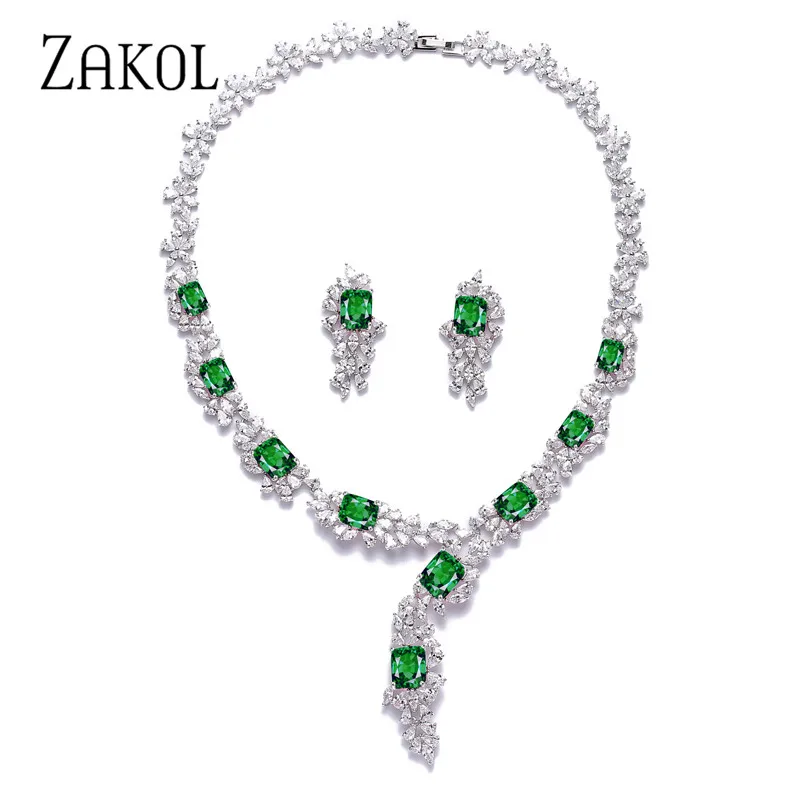 ZAKOL Top Quality Dazzling Green Rectangle Cubic Zirconia Flower Shape Jewelry Set for Women Anniversary Dinner Dress
ZAKOL Top Quality Dazzling Green Rectangle Cubic Zirconia Flower Shape Jewelry Set for Women Anniversary Dinner Dress