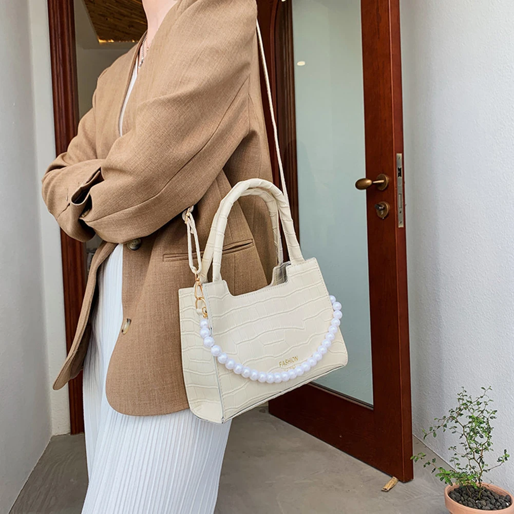 Stone Pattern Pearl PU Leather Shoulder Pouch Fashion Women Solid Color Messenger Bag Casual Ladies Small Top-handle Handbag 
Stone Pattern Pearl PU Leather Shoulder Pouch Fashion Women Solid Color Messenger Bag Casual Ladies Small Top-handle Handbag