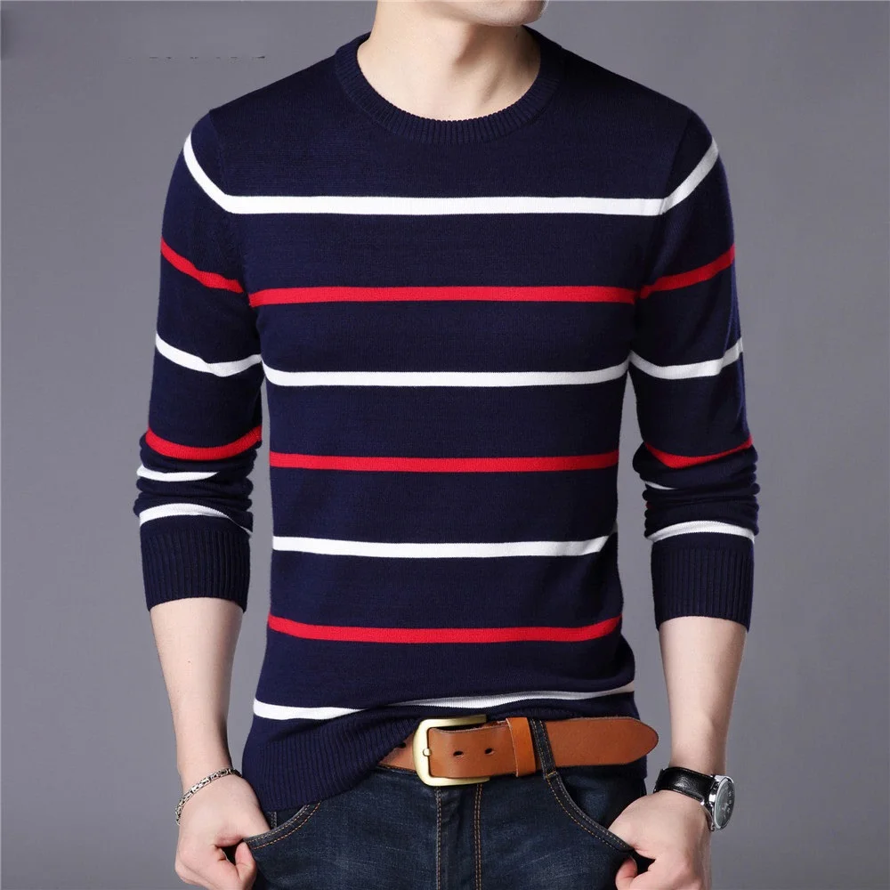 Sweater Men Fashion Casual Striped O-Neck Pull Homme Spring Autumn Cotton Knitwear Pullover Clothing Jersey C1003
Sweater Men Fashion Casual Striped O-Neck Pull Homme Spring Autumn Cotton Knitwear Pullover Clothing Jersey C1003