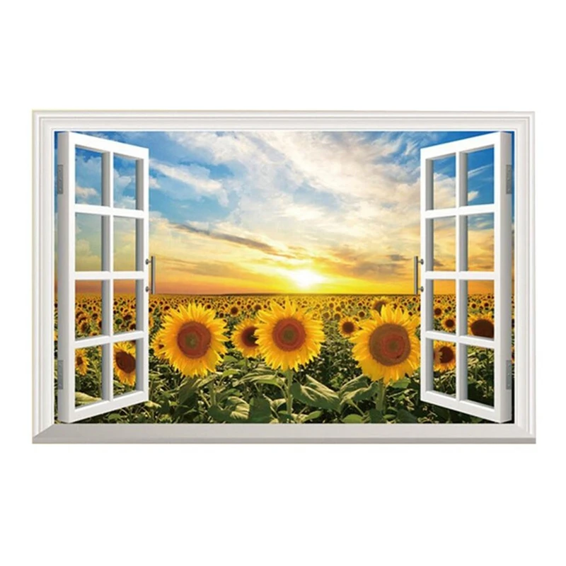 3D Sunflower Fake Windows Wall Stickers Landscape Faux Windows Wall Decal Removable Wall Decor For Livingroom bedroom (sunflower
3D Sunflower Fake Windows Wall Stickers Landscape Faux Windows Wall Decal Removable Wall Decor For Livingroom bedroom (sunflower