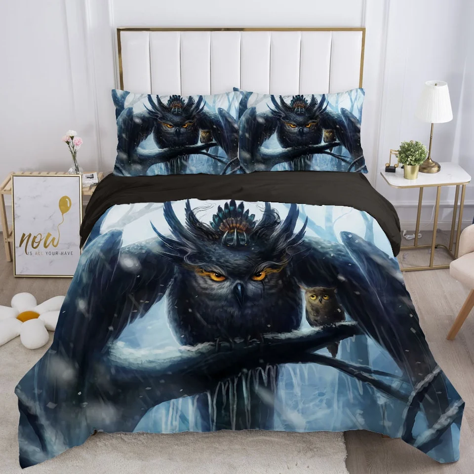 

3D Duvet Cover Set Bedding Sets Double King Blanket Quilt Cover Owl Bedclothes Bed Linings Dream Animal EUR UK Size 2-3pcs/set
