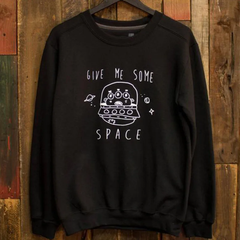

Alien UFO Sweatshirt Women 90s Grunge Pastel Goth Jumper Tumblr Fashion Streetwear Clothing Give Me Some Space Tops Dropship