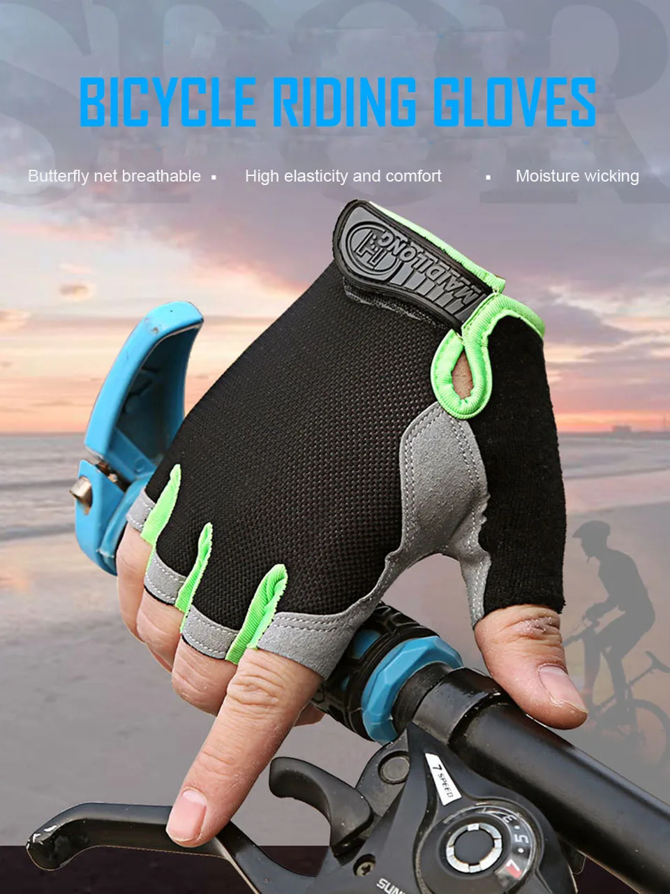 

Silicone Anti-slip Anti-sweat Cycling Gloves Men Women Half Finger Gloves Breathable Anti-shock Sports Bike Bicycle Glove D40