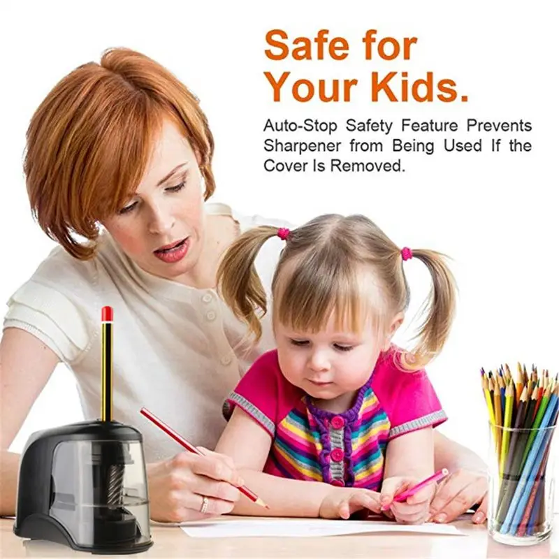 Electric Pencil Sharpener Best Heavy Duty Helical Steel Blade for artists Kids Adults Colored Pencils 
Electric Pencil Sharpener Best Heavy Duty Helical Steel Blade for artists Kids Adults Colored Pencils