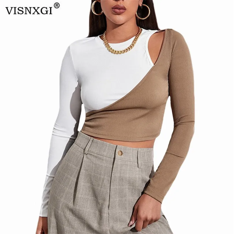VISNXGI Hollow Out Crop Top Tee Shirts For Women Streetwear Spring Autumn Sexy Skinny Club Black Khaki Splicing O Neck Clothes
VISNXGI Hollow Out Crop Top Tee Shirts For Women Streetwear Spring Autumn Sexy Skinny Club Black Khaki Splicing O Neck Clothes