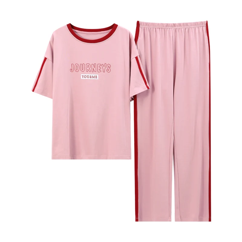 Thin Cool Outdoor Homewear Pajamas Sets Women Letter Printed Sweet Cute Pink Short Sleeves Korean Style Summer Leisure Sleepwear
Thin Cool Outdoor Homewear Pajamas Sets Women Letter Printed Sweet Cute Pink Short Sleeves Korean Style Summer Leisure Sleepwear