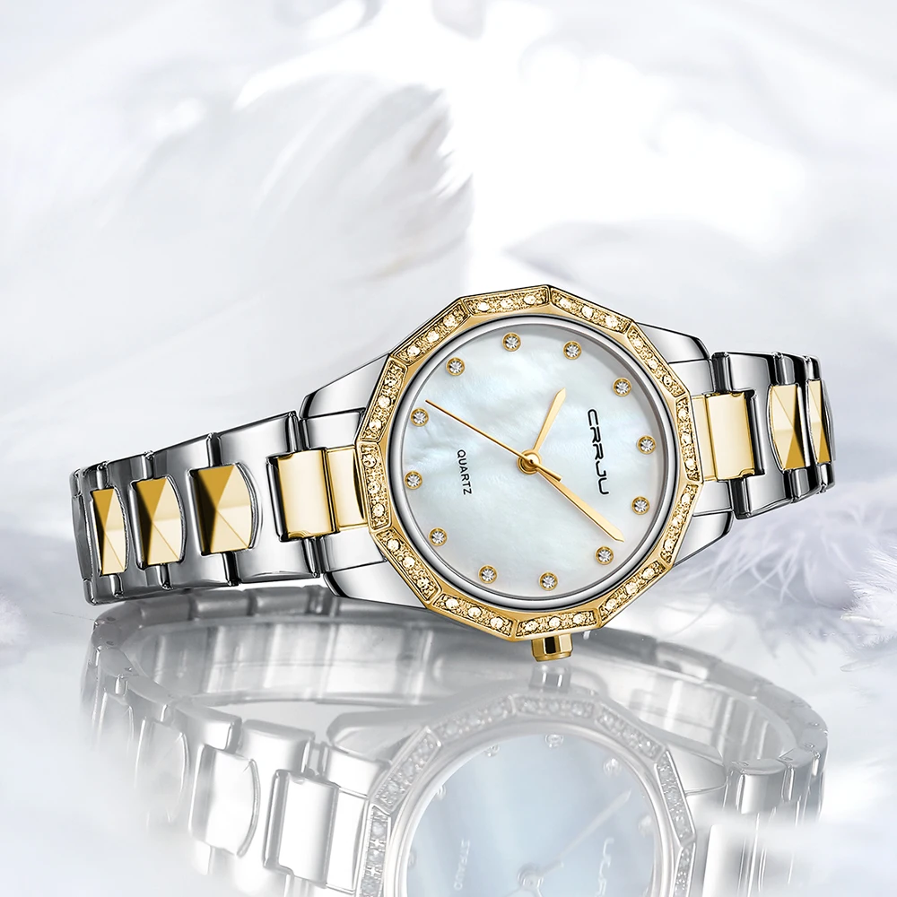 Женские часы новый стиль золотые из нержавеющей стали японские кварцевые с