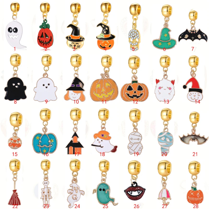 28 Style Halloween Charms for DIY Women Jewelry Gift Making Cute Ghost Pumpkin Witch Bat Mummy Skeleton Head Beads for Bracelet 
28 Style Halloween Charms for DIY Women Jewelry Gift Making Cute Ghost Pumpkin Witch Bat Mummy Skeleton Head Beads for Bracelet