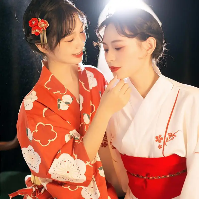 

Костюм для девочек традиционные японские кимоно для женщин кимоно Yukata, классический цветочный халат с принтом Платья с Оби Harajuku гейш;