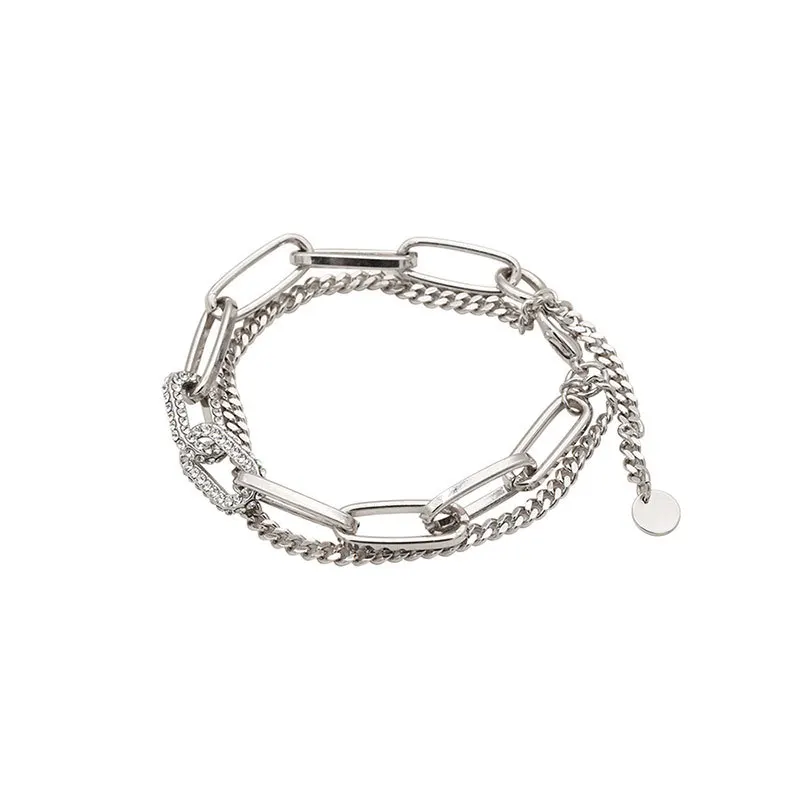 Fashion Diamond Chain Double-layer Silver Bracelet Female Student's Indifference Design
Fashion Diamond Chain Double-layer Silver Bracelet Female Student's Indifference Design