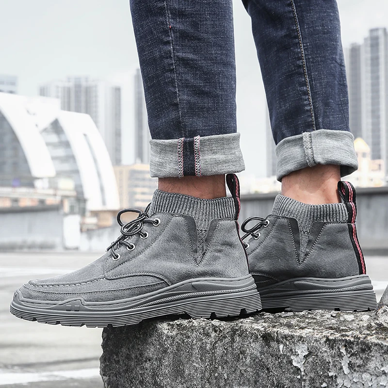 Casual Shoes Men Mens Shoes Casual High Top Men Leather For Hightop Sneakers Men's Hot Sale Flat Fashion Running