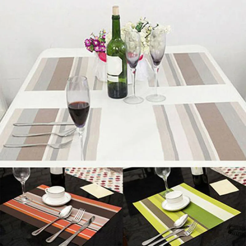 Fashion PVC Placemat Striped Slip-resistant Waterproof Table Mat Kitchen Dining Table Disc Pads Bowl Coasters Home Decor 45x30cm
Fashion PVC Placemat Striped Slip-resistant Waterproof Table Mat Kitchen Dining Table Disc Pads Bowl Coasters Home Decor 45x30cm