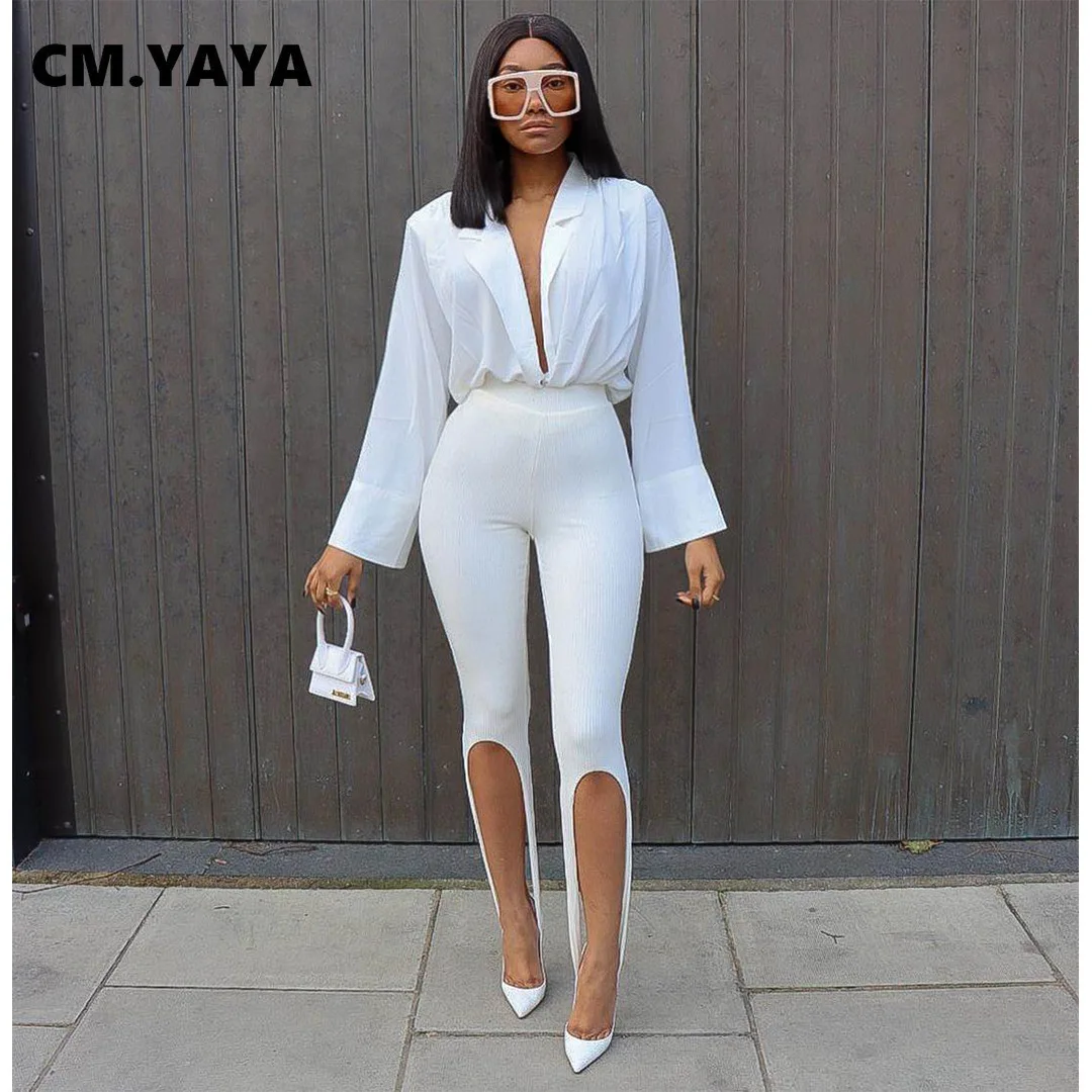 CM.YAYA Women Knit Solid High Slit Legging Pants Streetwear Party High Waist Trousers
CM.YAYA Women Knit Solid High Slit Legging Pants Streetwear Party High Waist Trousers