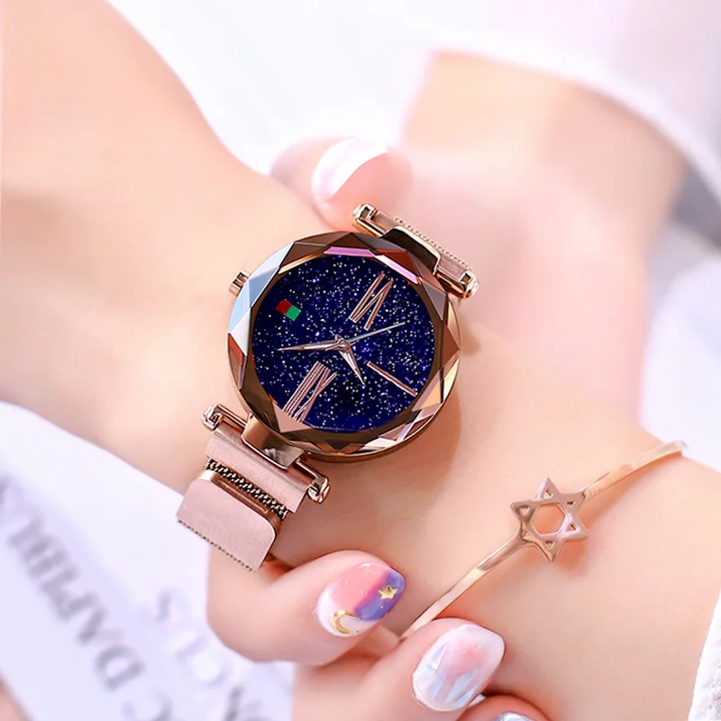Fashion Women Rose Gold Watches Magent Buckle Starry Sky Creative minimalism Roman Numeral Hot Eleange Ladies Watch reloj mujer
Fashion Women Rose Gold Watches Magent Buckle Starry Sky Creative minimalism Roman Numeral Hot Eleange Ladies Watch reloj mujer