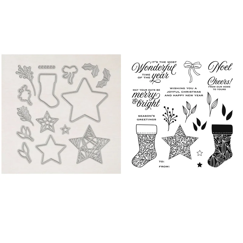 Tidings & Trimmings Stamp Set and Coordinating Dies Socks Christmas and New Year's Clear Stamps For DIY Scrapbooking Card Making
Tidings & Trimmings Stamp Set and Coordinating Dies Socks Christmas and New Year's Clear Stamps For DIY Scrapbooking Card Making