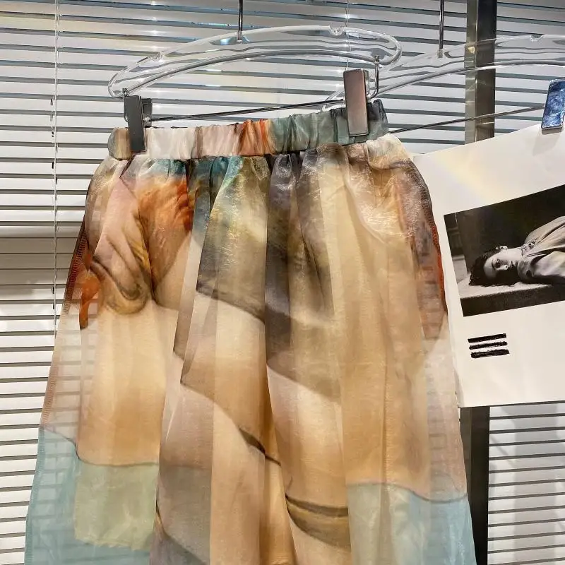 Summer 2021 New Painted Flower Mesh Transparent Shirt Elastic Waist Skirt Two-Piece Set
Summer 2021 New Painted Flower Mesh Transparent Shirt Elastic Waist Skirt Two-Piece Set