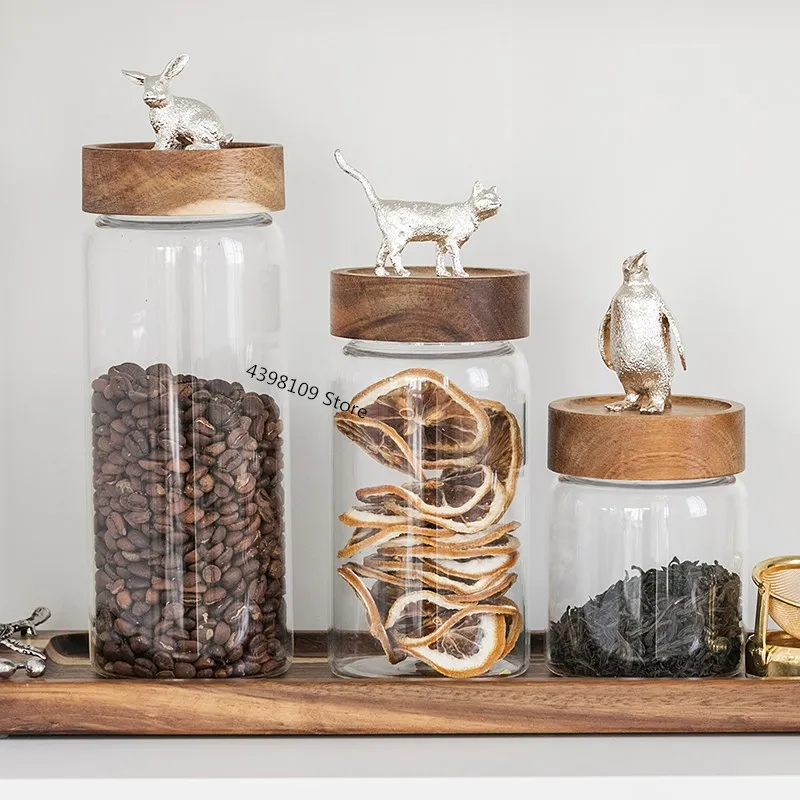 Glass Bottle Nordic Lead-free Glass Storage Jar Household Food Storage Bottle Acacia Wood Cover Sealed Jar / Sugar Jar / Tea Box 
Glass Bottle Nordic Lead-free Glass Storage Jar Household Food Storage Bottle Acacia Wood Cover Sealed Jar / Sugar Jar / Tea Box