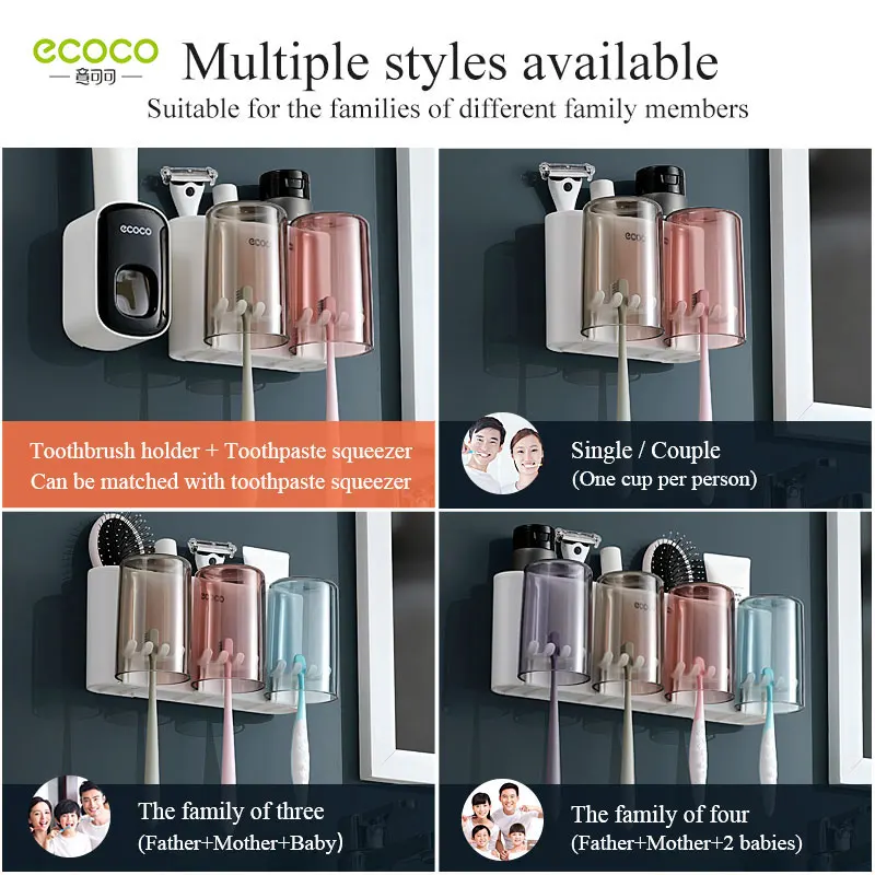 Wall Mount Toothbrush Holder Automatic Toothpaste Squeezer Dispenser Multi-Functional Bathroom Accessories Organizer Rack
Wall Mount Toothbrush Holder Automatic Toothpaste Squeezer Dispenser Multi-Functional Bathroom Accessories Organizer Rack