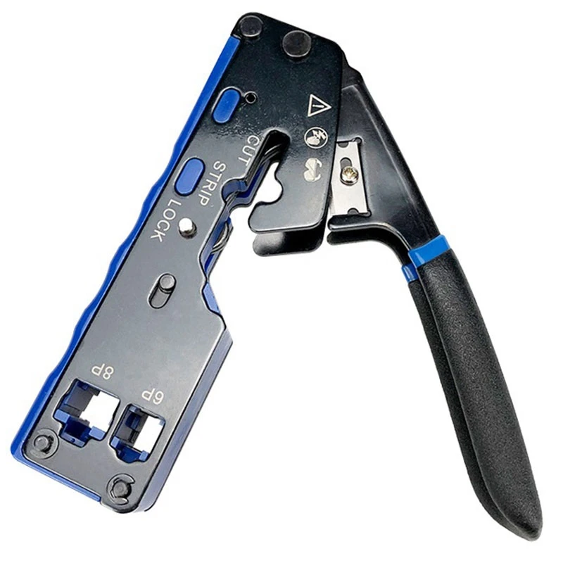RJ45 Crimp Tool Pass Through Cutter for RJ45 Cat7 Cat6 Cat5 RJ11 RJ12Modular Connectors All-In-One Wire Tool
RJ45 Crimp Tool Pass Through Cutter for RJ45 Cat7 Cat6 Cat5 RJ11 RJ12Modular Connectors All-In-One Wire Tool