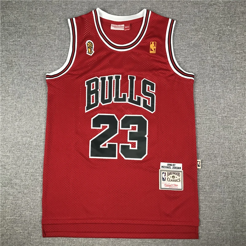 

NBA Men's Chicago Bulls #23 Michael Basketball Jerseys 96-97 Champion Edition Jerseys Red
