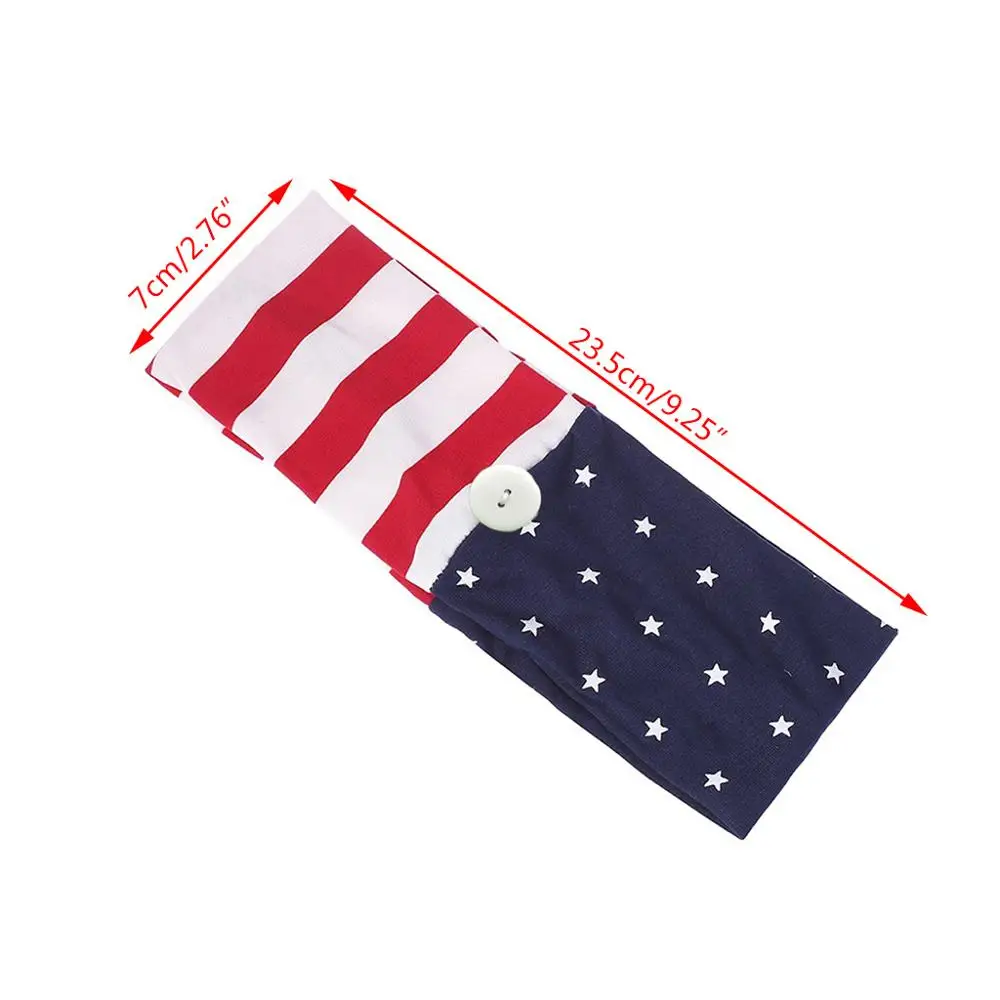 Women American Flag Buttons Sport Bandana Stripes Star Protect Ears Headband X7YA | Аксессуары для одежды