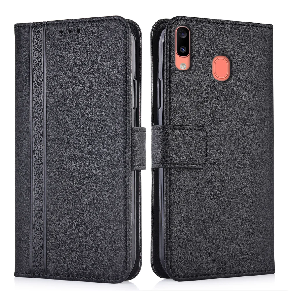 

3d Embossed Leather Case for Samsung Galaxy A20e A 20e 5.8'' A202 A202F SM-A202F Back Cover Wallet Case With Card Pocket