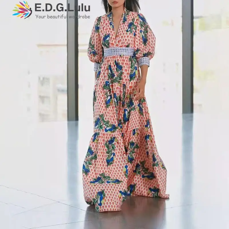 Платье EDGLuLu 2022 с V-образным вырезом и пышными рукавами, повседневное Элегантное синее Длинное свободное платье с коротким рукавом и цветочны...
Платье EDGLuLu 2022 с V-образным вырезом и пышными рукавами, повседневное Элегантное синее Длинное свободное платье с коротким рукавом и цветочны...