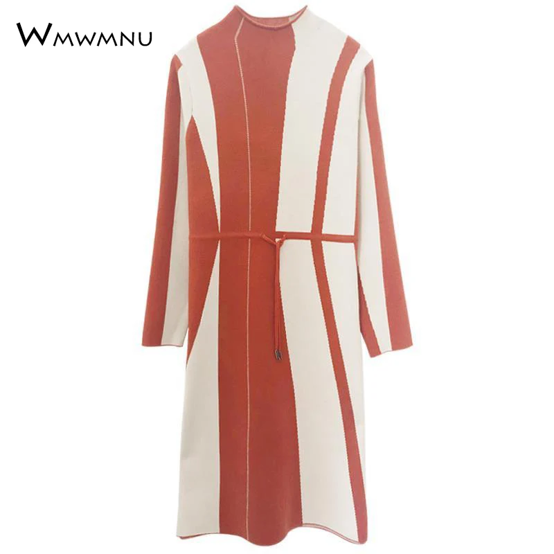 Patchwork contrast color lacing knit dress women fall half turtleneck long sleeve sweater dress vintage straight bottoming dress
Patchwork contrast color lacing knit dress women fall half turtleneck long sleeve sweater dress vintage straight bottoming dress