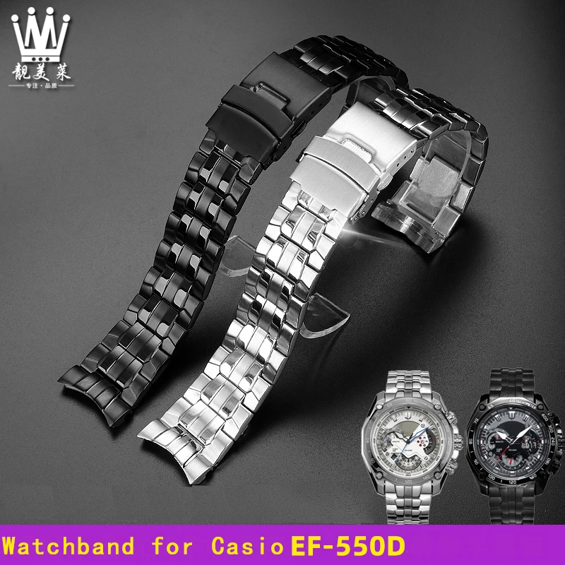

Solid stainless steel arc band for CASIO Red Bull limited edition edifice series ef-550d fine steel metal 22mm men's watch strap