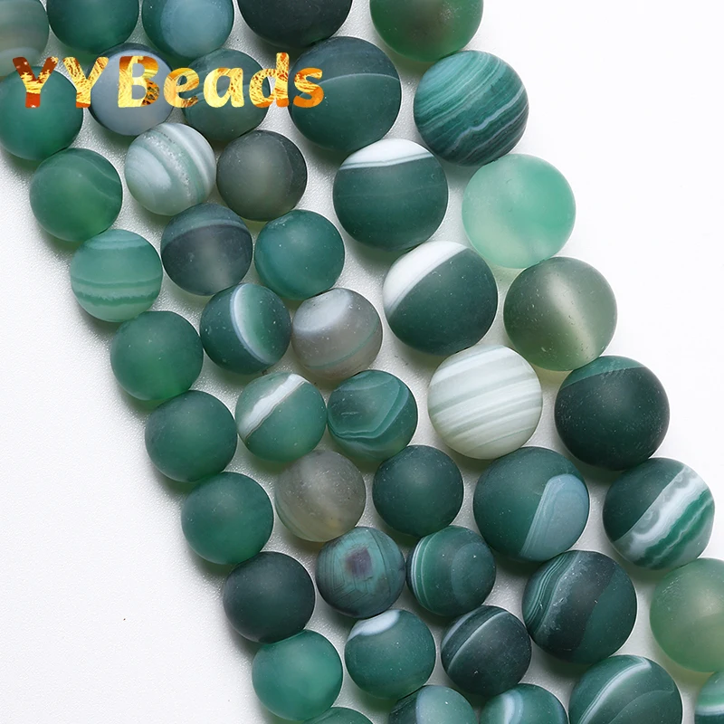 

Dull Polished Natural Green Stripes Agates Beads 4 6 8 10 12mm Loose Charm Beads For Jewelry Making DIY Women Bracelets Necklace