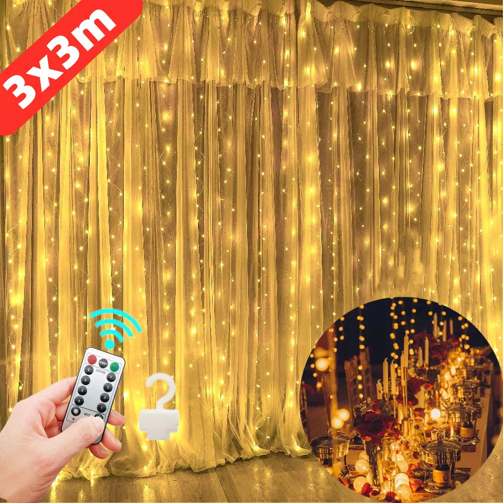 Party Decoration Remote Control LED String Lights Wedding USB Curtain Lights Holiday Lights Bedroom Lights New Year Party Lights
Party Decoration Remote Control LED String Lights Wedding USB Curtain Lights Holiday Lights Bedroom Lights New Year Party Lights