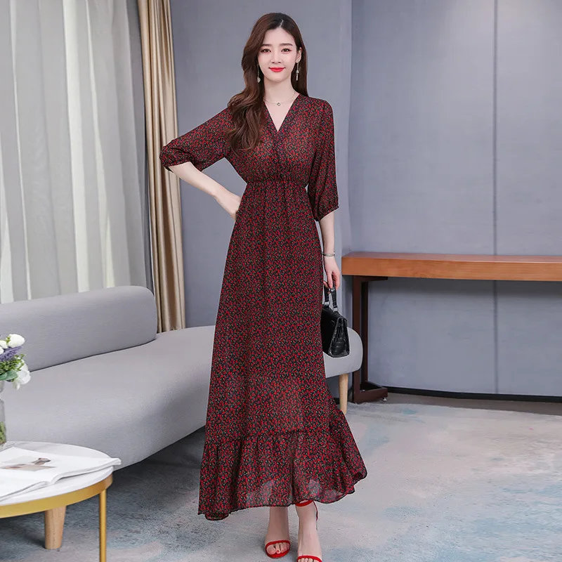 2021 spring and summer new Korean dresses, fashionable dresses, over-the-knee V-neck dresses, temperament waist-slimming dress
2021 spring and summer new Korean dresses, fashionable dresses, over-the-knee V-neck dresses, temperament waist-slimming dress
