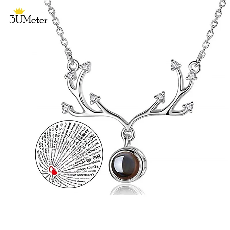 Hot 2019 Deer Horn Pendant Necklace for Women 100 Languages I Love You Memory Projection Necklace Wedding Jewelery Gifts for Her
Hot 2019 Deer Horn Pendant Necklace for Women 100 Languages I Love You Memory Projection Necklace Wedding Jewelery Gifts for Her