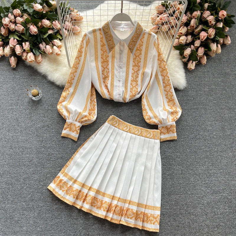 Amolapha Women Summer Retro Print Shirts Clothes Sets Turn Down Neck Lantern Sleeve Blouses + Mini Skirts Female Suits
Amolapha Women Summer Retro Print Shirts Clothes Sets Turn Down Neck Lantern Sleeve Blouses + Mini Skirts Female Suits