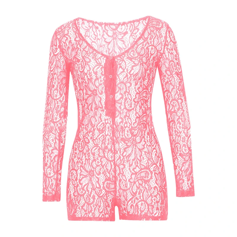 2021 Sexy Women Lace Romper Ladies Bodycon Jumpsuit V-neck Boduycon Button Long Sleeve Leotard Playsuit Bodysuit Homewear
2021 Sexy Women Lace Romper Ladies Bodycon Jumpsuit V-neck Boduycon Button Long Sleeve Leotard Playsuit Bodysuit Homewear