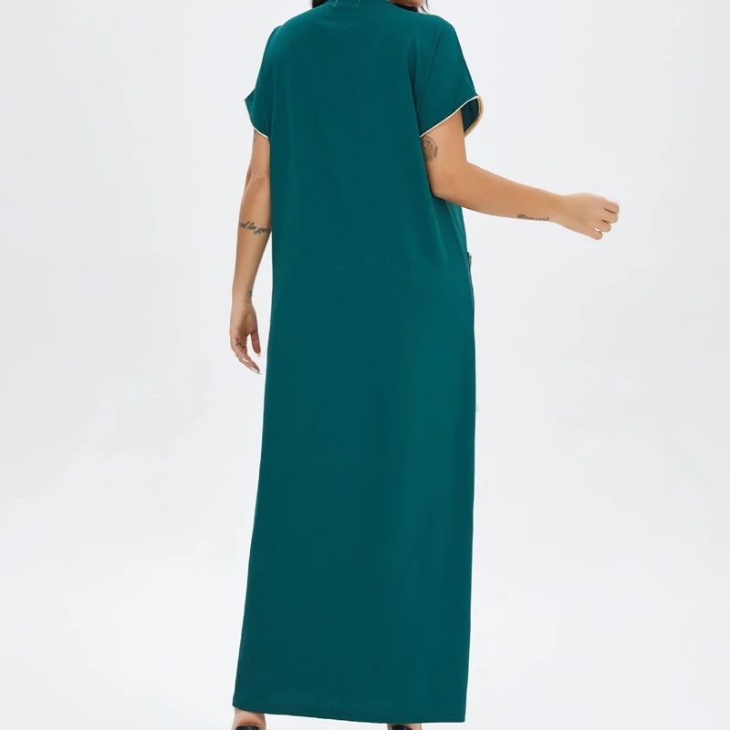 Summer Short Sleeve Dress Women Eid Mubarak Abaya Dubai Hijab Turkey Islam Clothing Robe Longue Dresses Vestidos Pocket
Summer Short Sleeve Dress Women Eid Mubarak Abaya Dubai Hijab Turkey Islam Clothing Robe Longue Dresses Vestidos Pocket