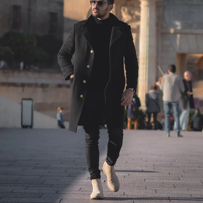 Fashion Autumn Winter Men's Trench Single Breasted Lapel Medium Length Loose Casual Wind-proof Male Fit Black Coat
Fashion Autumn Winter Men's Trench Single Breasted Lapel Medium Length Loose Casual Wind-proof Male Fit Black Coat