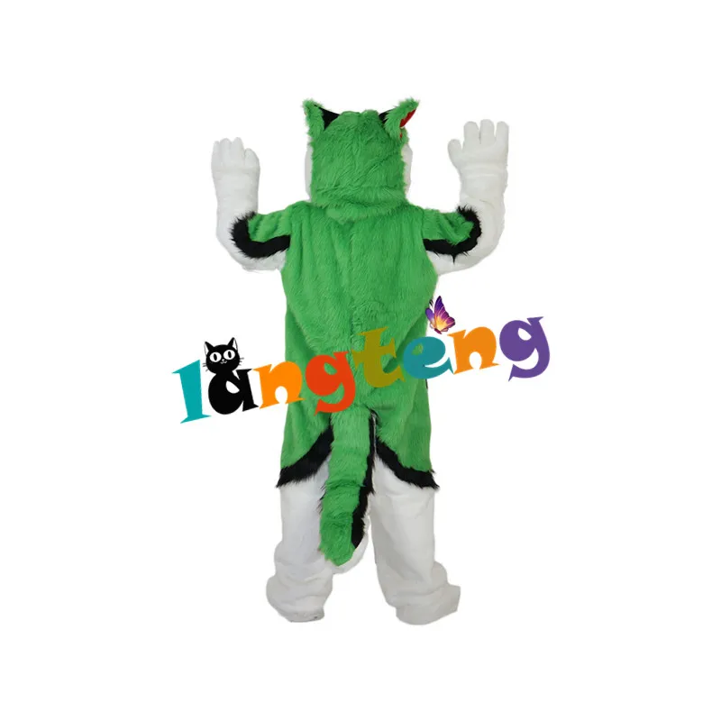 879 Langteng зеленая лиса собака костюмы Хаски талисман Хэллоуин костюм Fursuit |